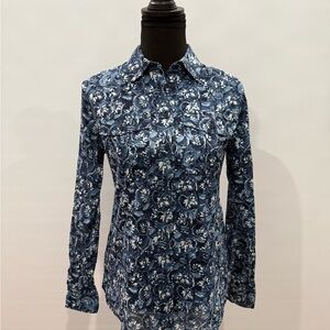 Lauren Ralph Lauren Blue Floral Button Down Shirt